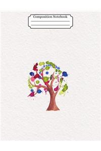 Composition Notebook Watercolor Tree Design Vol 29