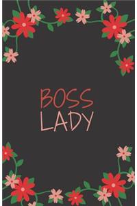 Boss Lady: Classic Medium Lined Journal/Diary for Everyday Use Black with Red and Peach Flowers