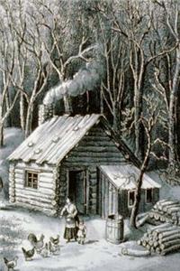 Vintage Currier & Ives Wilderness Log Cabin Woods Journal