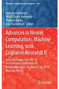 Advances in Neural Computation, Machine Learning, and Cognitive Research II