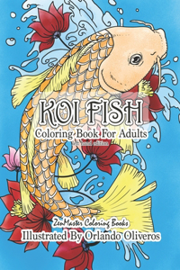 Koi Fish Adult Coloring Book Left Hand Edition