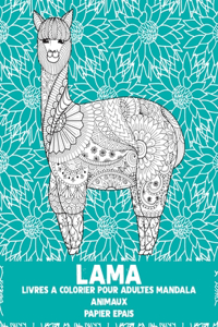 Livres à colorier pour adultes Mandala - Papier épais - Animaux - Lama