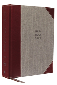 NKJV, Journal the Word Bible, Cloth over Board, Gray/Red, Red Letter, Comfort Print