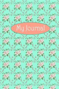 My Journal: White Rose Flower Pattern on Teal