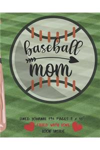 Baseball Mom Filled With Love Lined Journal