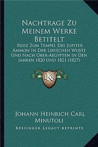 Nachtrage Zu Meinem Werke Betitelt