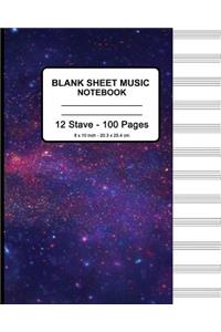 Blank Sheet Music Notebook - Space Galaxy