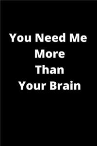 You Need Me More Than Your Brain Notebook 6 By 9 White Birthday Gift Notebook