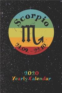 2020 Yearly Calendar - Zodiac Sign Scorpio