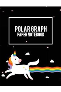 Polar Graph Paper Notebook: Cute Unicorn Gay Flag, 5 Degree Polar Coordinates 120 Pages Large Print 8.5" x 11" Polar Graph Paper Notebook