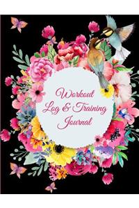 Workout Log & Training Journal: Beauty Floral Design, 2019 Weekly Meal and Workout Planner and Grocery List 8.5