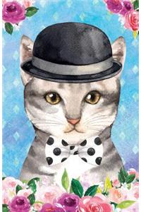 Journal Notebook For Cat Lovers Chic Cat In a Bowler Hat