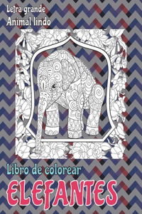Libro de colorear - Letra grande - Animal lindo - Elefantes