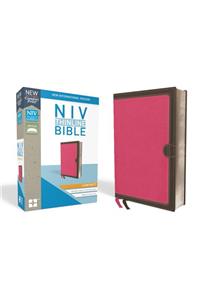 NIV, Thinline Bible, Compact, Imitation Leather, Pink/Brown, Red Letter Edition