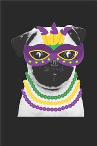 Pug Journal - Pug Notebook - Mardi Gras Gift for Pug Lovers