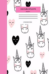 Wide Ruled Notebook Unicorn Composition Book