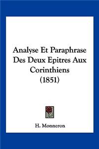 Analyse Et Paraphrase Des Deux Epitres Aux Corinthiens (1851)