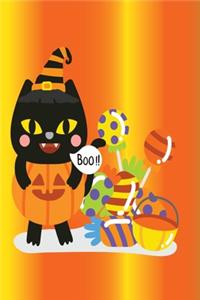 Halloween Black Kitty Lined Notebook