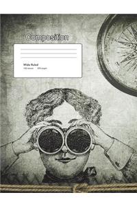 Steampunk Composition Book Wide Ruled 100 Sheets / 200 Pages, 7.44