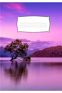 Composition Notebook college ruled line paper sunset view