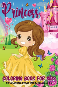 Princess Coloring Book For Girls Ages 3-9