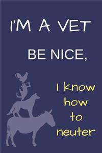 I'm a Vet Be Nice Blank Lined Notebook Journal