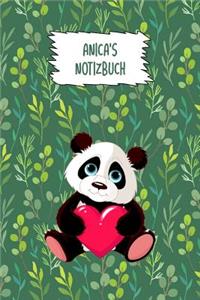 Anica: personalisiertes Panda Notizbuch / Tagebuch / Journal mit Vornamen (120 leeren linierten Seiten A5)