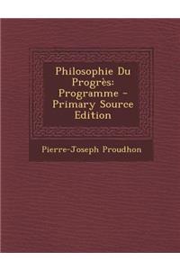 Philosophie Du Progres: Programme