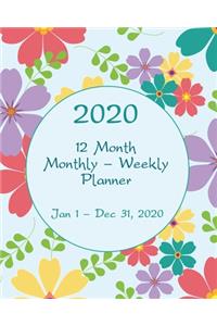 2020 - 12 Month Monthly - Weekly Planner - Jan. 1 - Dec. 31, 2020