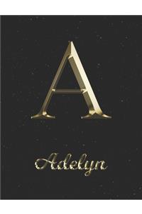 Adelyn: 1 Year Daily Planner (12 Months) - Yellow Gold Effect Letter A Initial First Name - 2020 - 2021 - 365 Pages for Planning - January 20 - December 20 