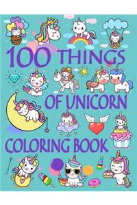 100 Things of Unicorn Coloring Book