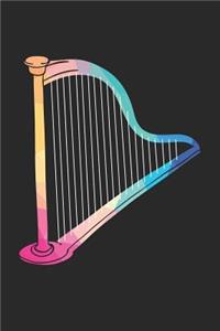 Harp Notebook - Low Poly Harp Diary - Harp Player Gift - Harp Journal