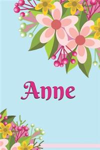 Anne Personalized Blank Lined Journal Notebook