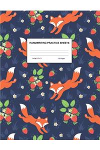 Handwriting Practice Sheets: Cute Blank Lined Paper Notebook for Writing Exercise and Cursive Worksheets - Perfect Workbook for Preschool, Kindergarten, 1st, 2nd, 3rd and 4th Gr