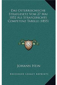 Das Osterreichische Strafgesetz Vom 27 Mai 1852 Als Strafgerichts Competenz Tabelle (1855)