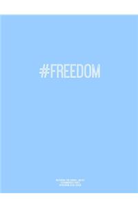 Notebook for Cornell Notes, 120 Numbered Pages, #FREEDOM, Blue Cover