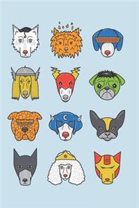 Super Dogs Notebook, 6x9 Inch, 100 Page, Blank Lined, College Ruled Journal