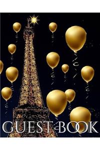 Eiffel Tower paris gold Ballon themed All occasion blank guest book