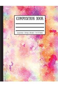 Dripping Watercolour Paint Composition Book: College Ruled - 100 Pages / 200 Sheets - 7.44 X 9.69 Inches