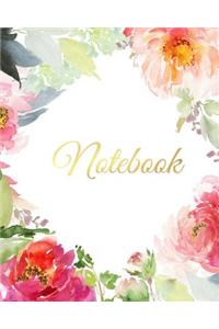 Notebook: Flower Themed 120 Page Composition Notebook 8x10; Journal