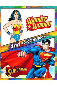 2 in 1 Coloring Book Superman and Wonder Woman