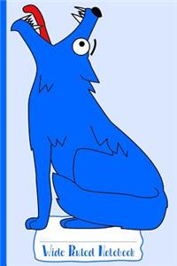Blue Hungry Wolf Wide Ruled Notebook