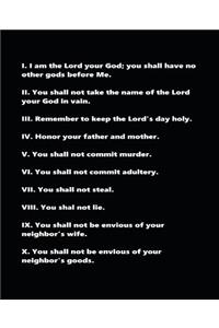 Religious School Composition Book Ten Commandments Modern Black White