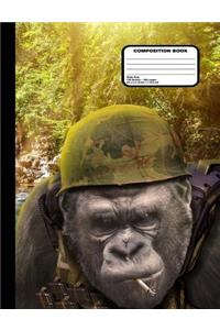 Gorilla Soldier Composition Notebook Wide Ruled 200 pages / 100 sheets, 9-3/4