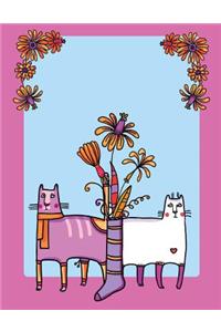 My Big Fat Bullet Journal for Cat Lovers Funny Cats Pattern in Socks with Flowers 3