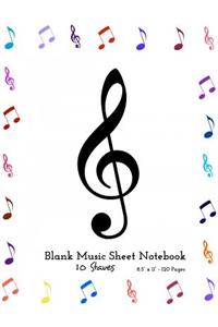 Blank Music Sheet Notebook - 10 Staves 8.5