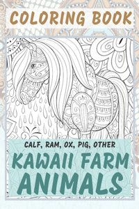 Kawaii Farm Animals - Coloring Book - Calf, Ram, Ox, Pig, other