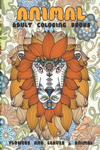 Adult Coloring Books Flowers and Leaves & Animal