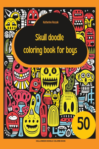 Skull doodle coloring book for boys