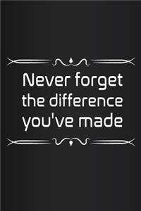 Never forget the difference you've made